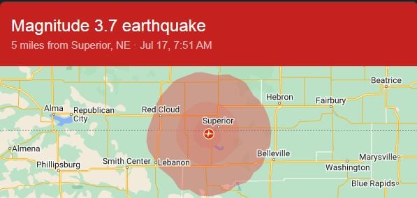 Earthquake near Kansas border at Superior CENTRAL NEWS CHANNEL