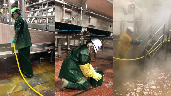 Photos showing PSSI employees working at JBS plants. The photos are provided by the Department of Labor in court documents.