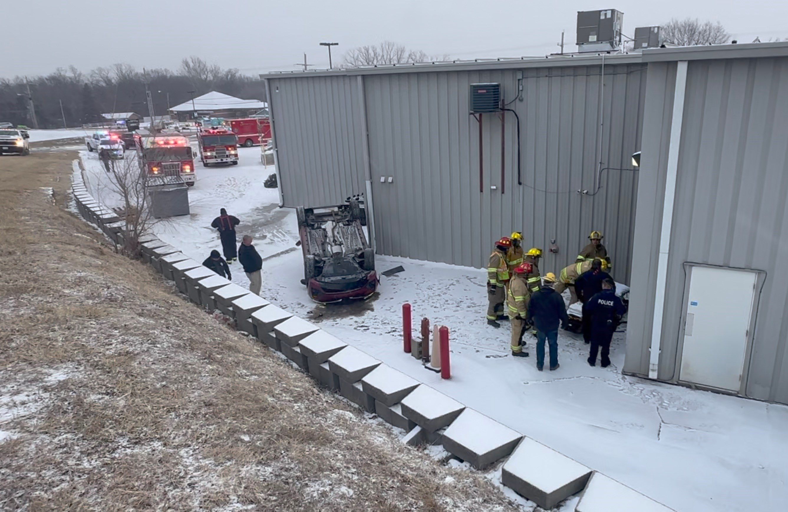Rollover accident behind 11th Street hardware store